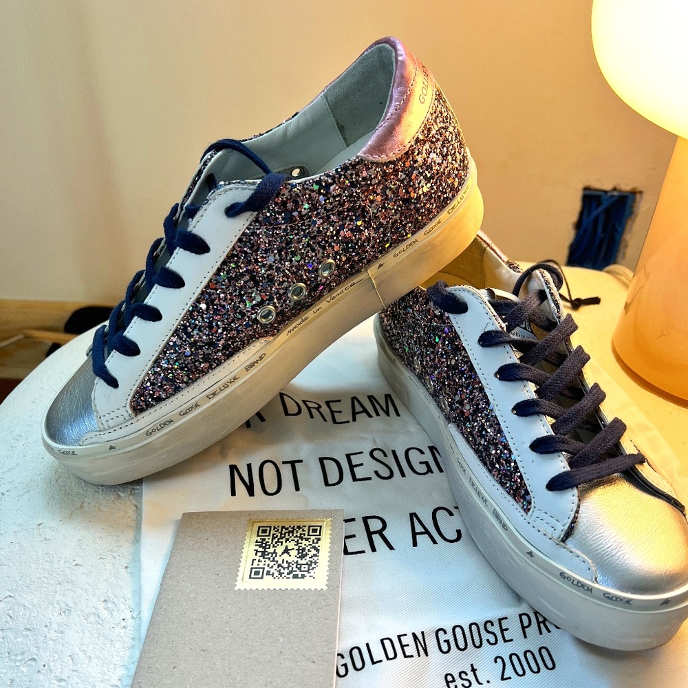 Golden Goose Hi Star Glitter Upper - Size 8 (EU38)